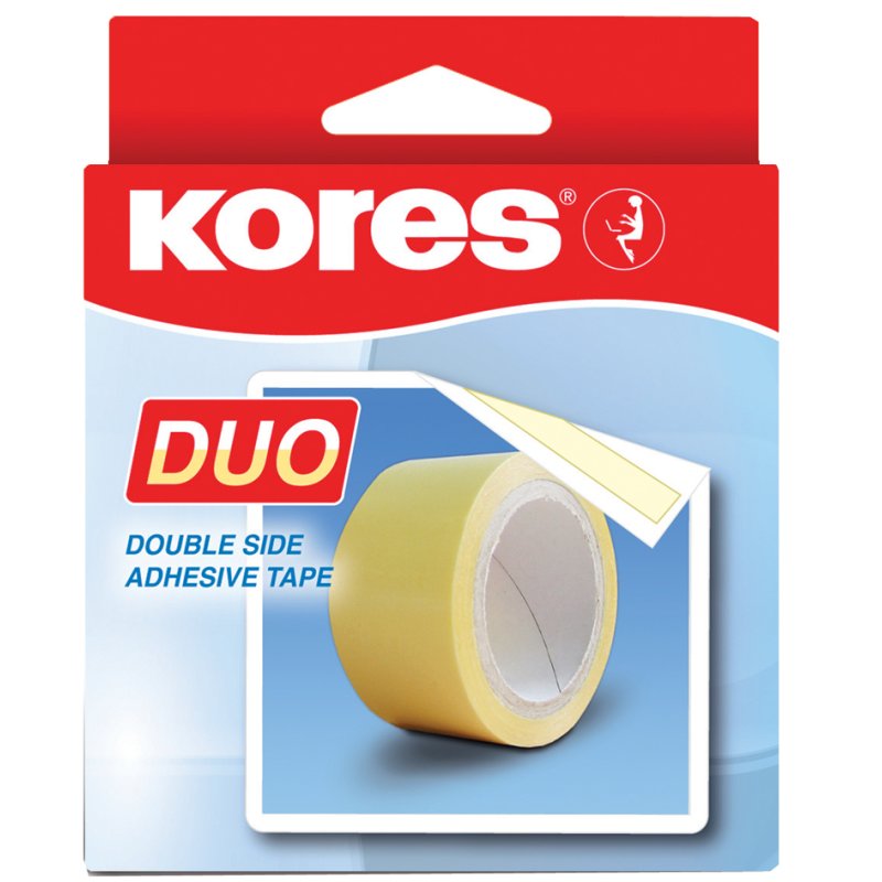 Kores dubbelzijdige plakband, pastelgeel, 15 mm × 5 m
