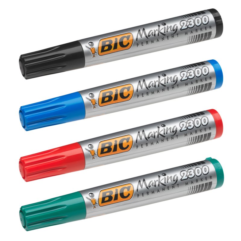 Bic 2300 Ecolutions permanent markers, chisel tip, 4 pieces, 4 colours