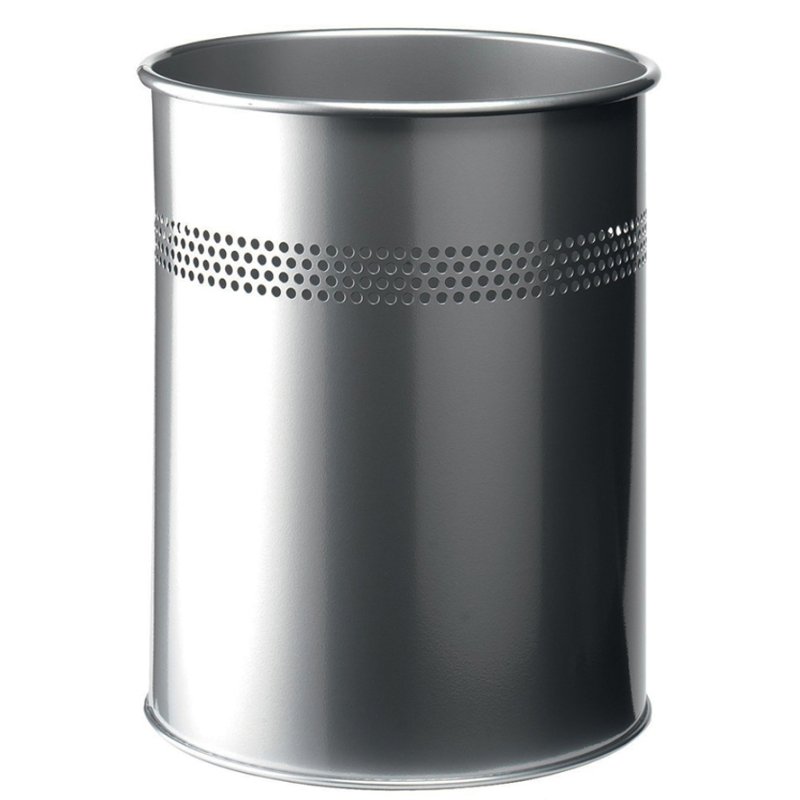DURABLE corbeille métal rond, 15 litres, argent métallisé