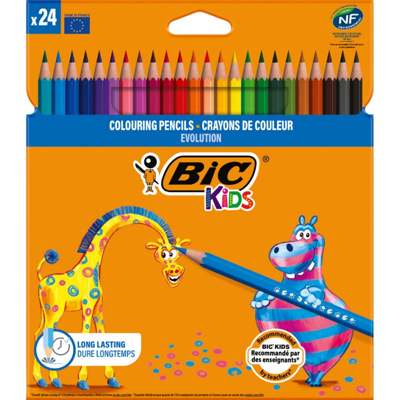 Bic KIDS kleurpotloden Evolution, kartonnen etui, 24 stuks