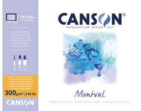 CANSON aquarelpapierblok Montval, 30×40 cm, 12 vel, 300 g/m²
