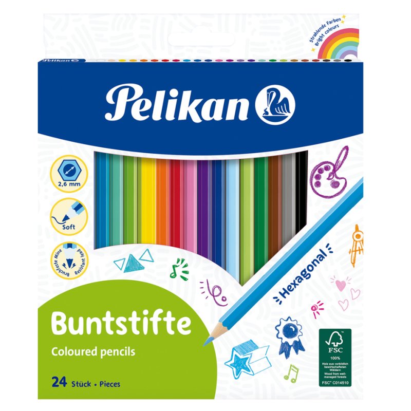 Pelikan crayons de couleur, hexagonaux, 24 pièces, 175 mm