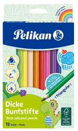 Pelikan dikke driehoekige potloden, gekleurd gesorteerd, 4,0 mm, 12 stuks