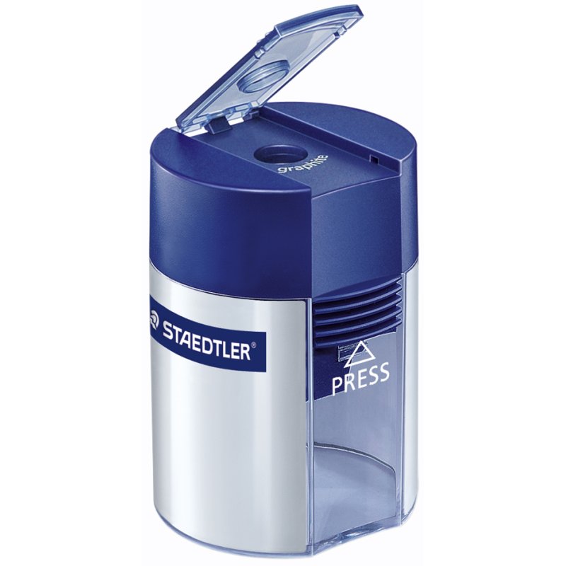 STAEDTLER taille-crayon rond, argent avec capot bleu, jusqu'à 8,2 mm