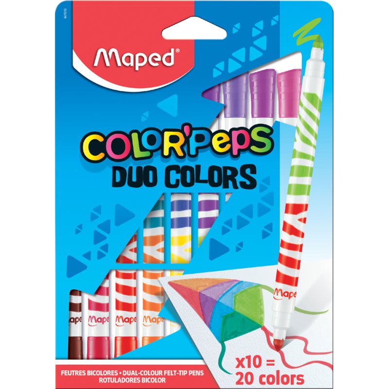 Maped feutres bicolores, 2 pointes, 10 pièces
