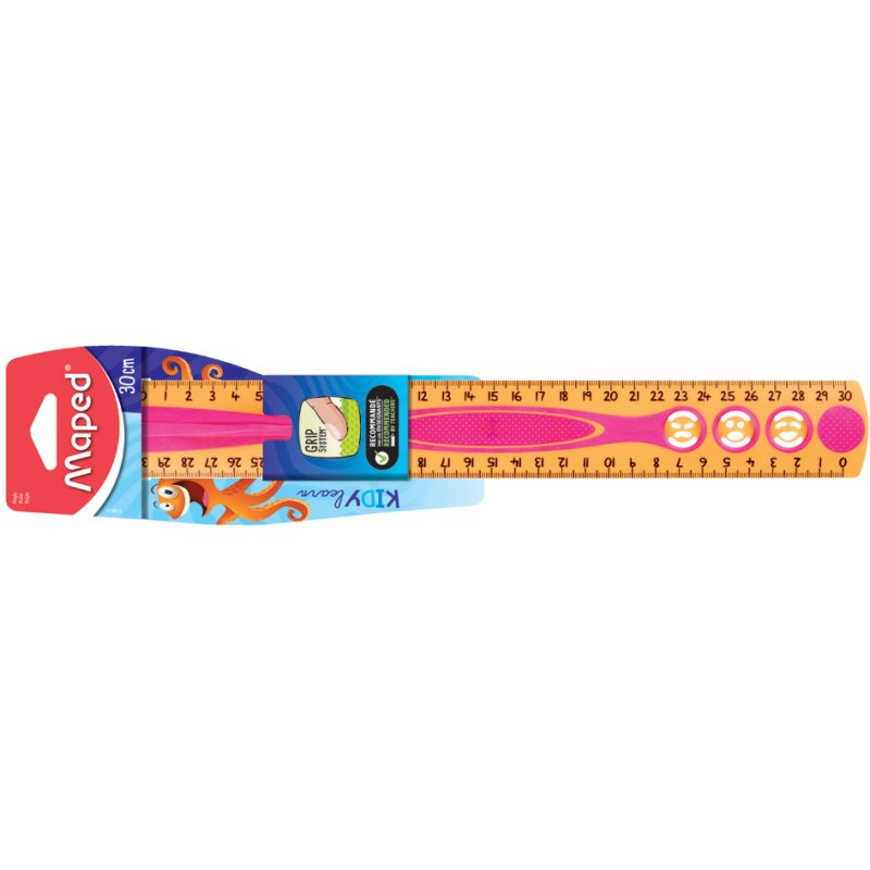Maped règle plate Kidy Grip, 20 cm, antidérapante, plastique recyclé