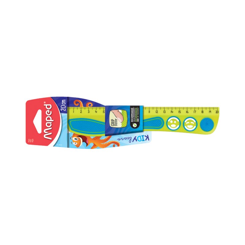 Maped règle plate Kidy Grip, 20 cm, antidérapante, plastique recyclé