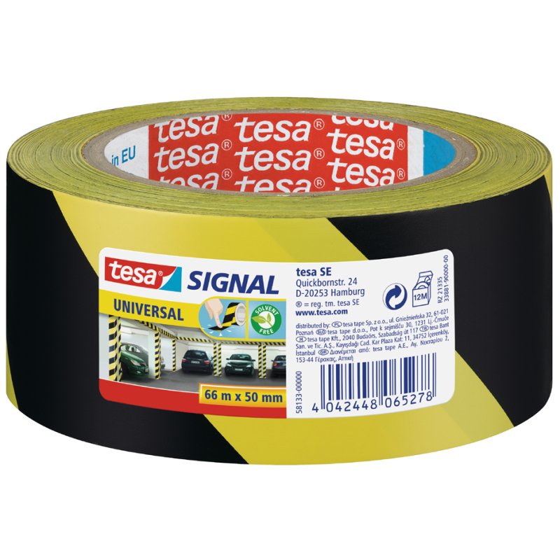 tesa ruban de marquage signalétique, rouge/blanc, 50 mm × 66 m, PP