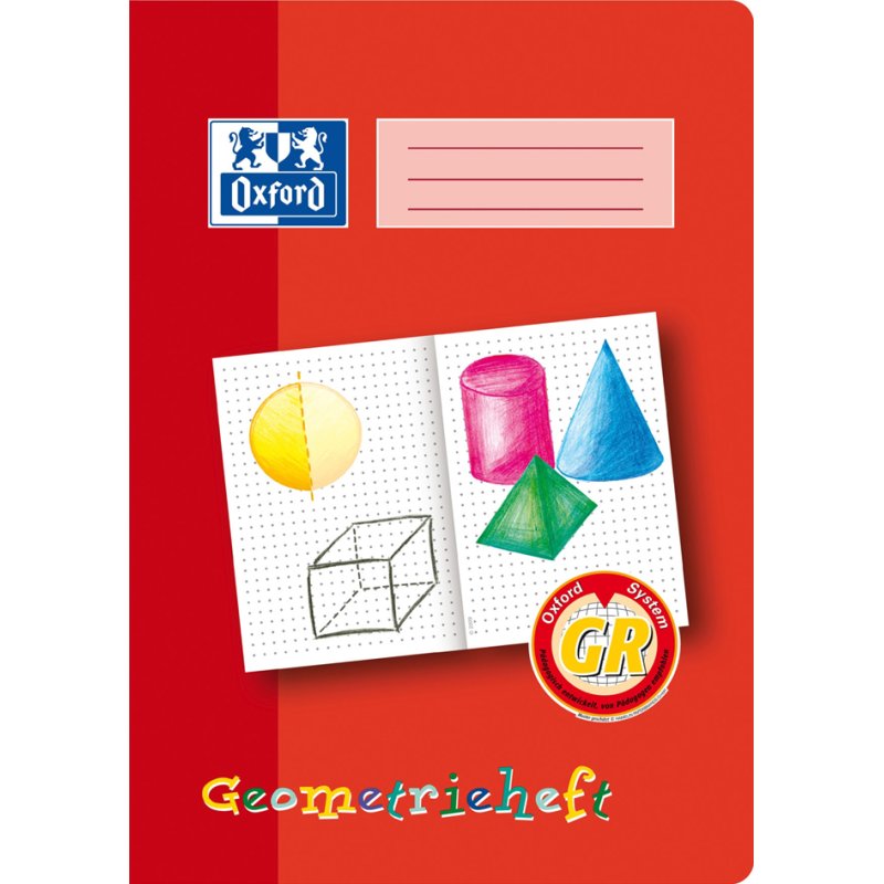 Oxford geometry notebook, red, dot grid, A4, 16 sheets