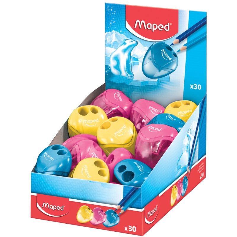 Maped i-gloo double pencil sharpener, blue/green/pink assorted