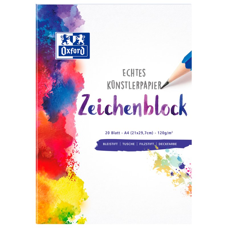 Oxford bloc dessin A4, non ligné, 120 grammes, 20 feuilles