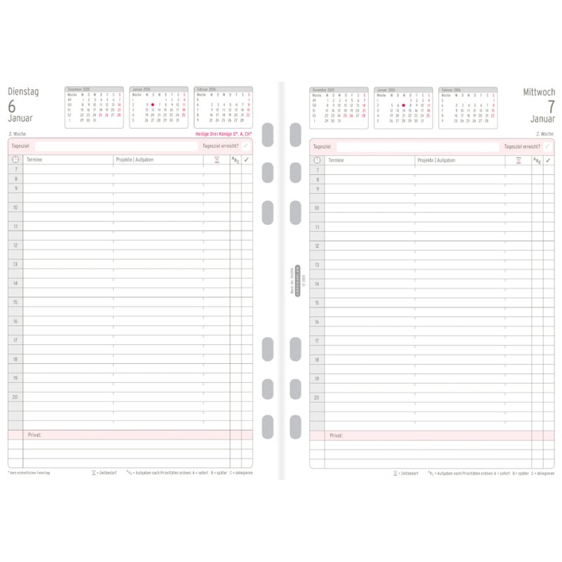 CHRONOPLAN dagplanner 2026, 1 dag per pagina, A5-formaat