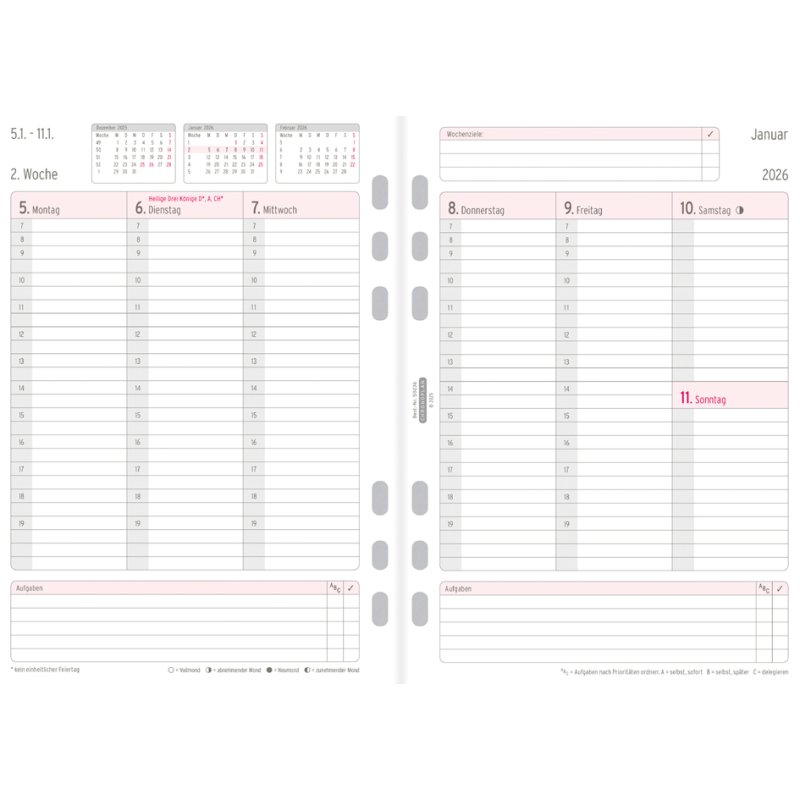CHRONOPLAN Weekplanner 2027, A5, 1 week/2 pagina's, universele perforatie