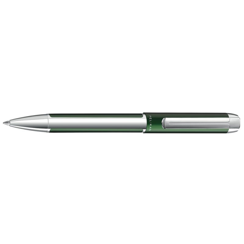 Pelikan stylo bille rétractable PURA, vert forêt, boîtier aluminium