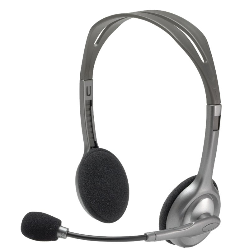 Logitech H110 stereo headset, microfoon, 3,5 mm aansluiting, zilver/antraciet