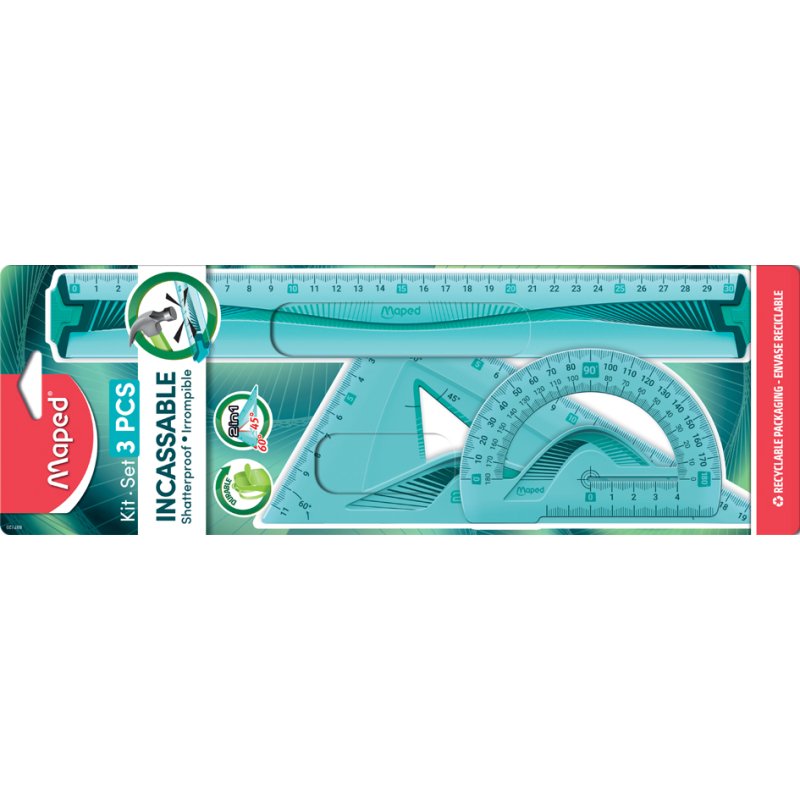 Maped Flex measuring set 3-piece, ruler, set square, protractor, plastic