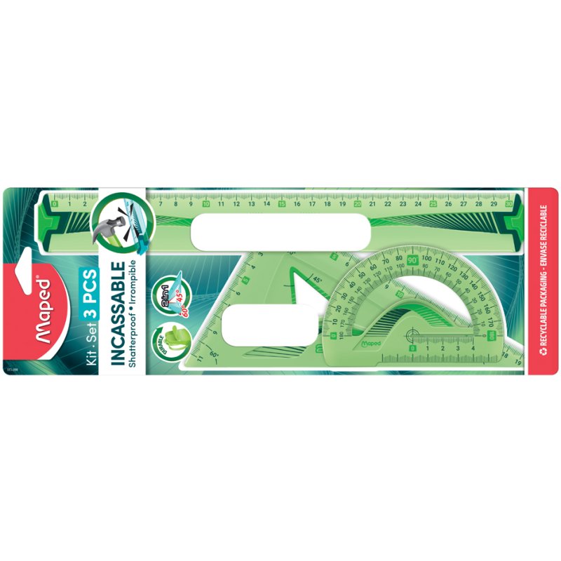 Maped Flex measuring set 3-piece, ruler, set square, protractor, plastic