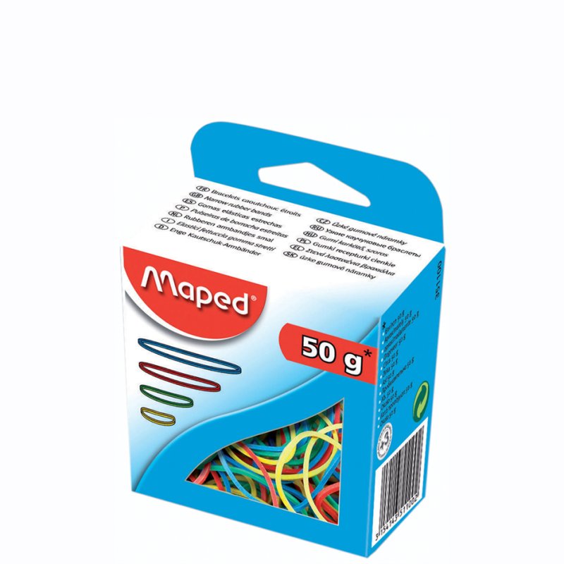 Maped élastiques assortis, couleurs et tailles variées, 50 grammes