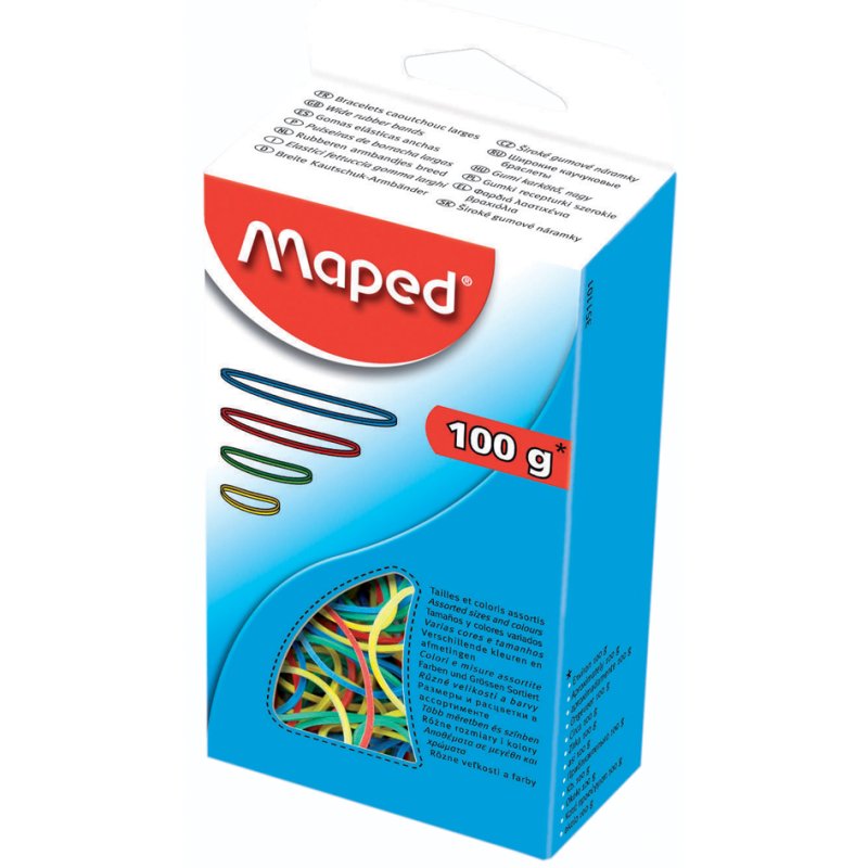 Maped élastiques assortis, couleurs et tailles variées, 50 grammes