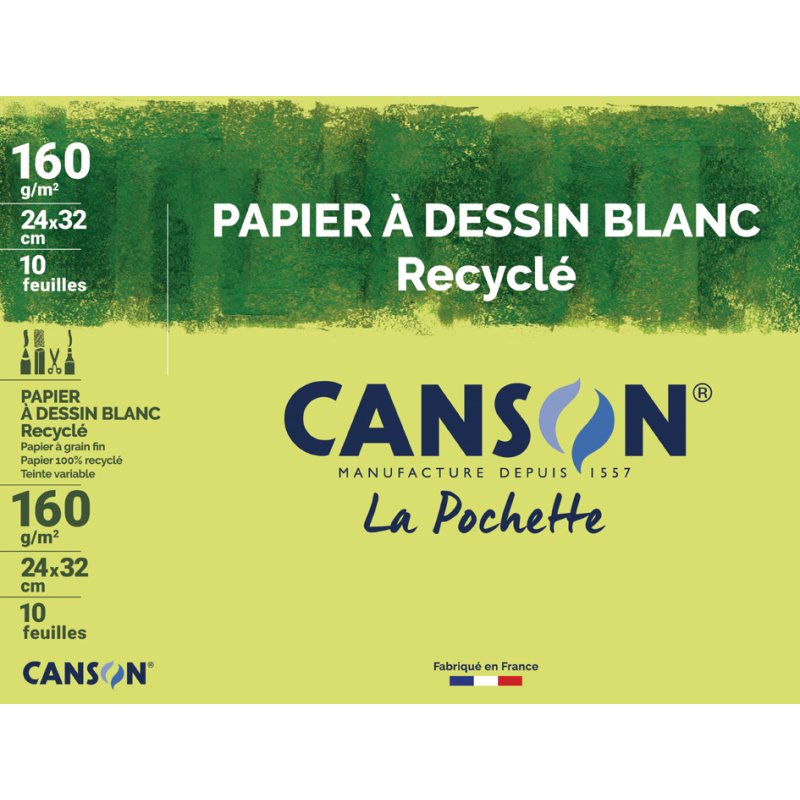 Canson tekenblok hergebruikt, wit, A4, 160 grams, 10 vel