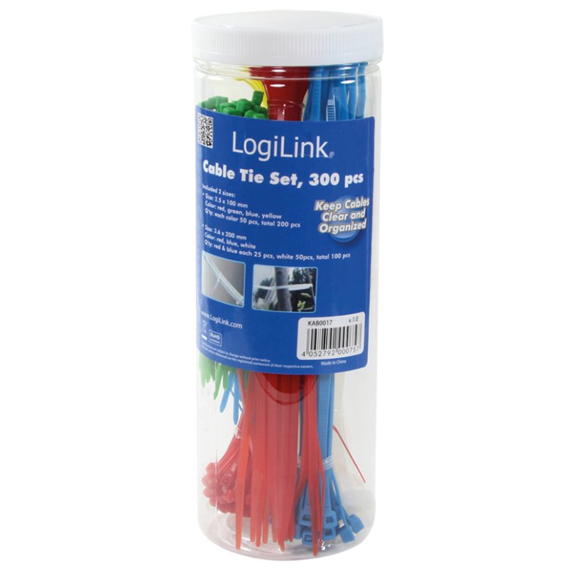 LogiLink kabelbinder set nylon, gesorteerd, 200 stuks