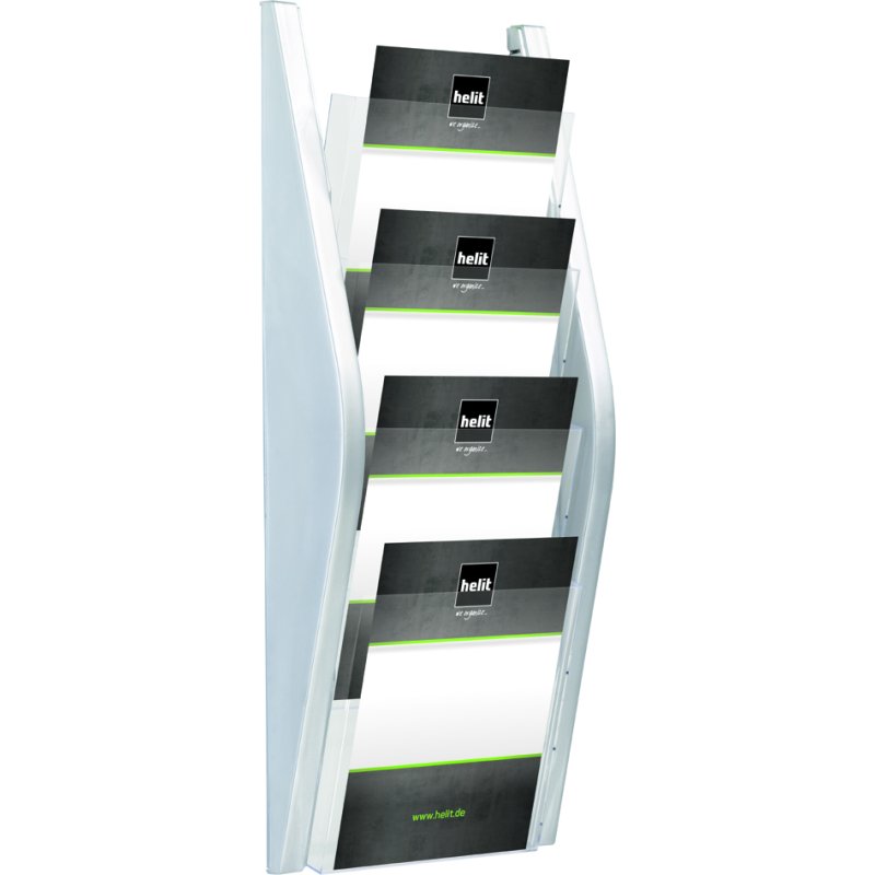 helit porte-classeurs mural, A5 vertical, couleur argent, 4 compartiments