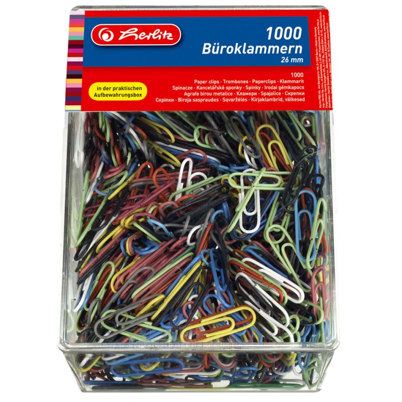 Herlitz Bulldog Clips, metal core, plastic, 100 pieces