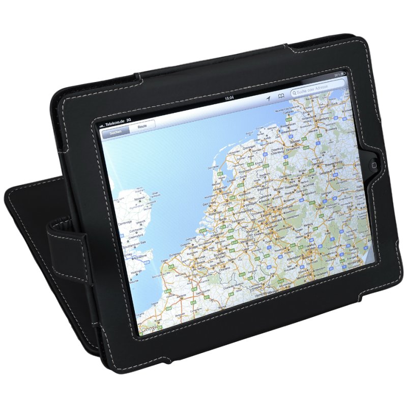 Alassio portfolio voor iPad 1/2, zwart, lederimitatie, standfunctie