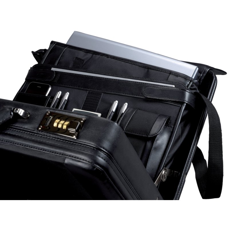 Alassio attachékoffer Modica, zwart kunstleer, uitneembare laptoptas