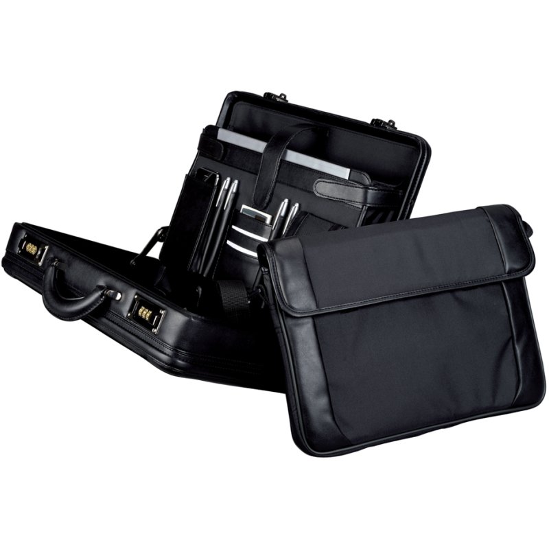 Alassio attachékoffer Modica, zwart kunstleer, uitneembare laptoptas
