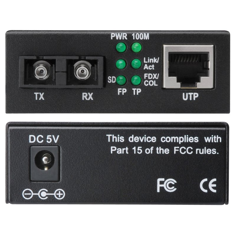 DIGITUS Fast Ethernet mediaconverter, RJ45/SC, enkelmodus, 20 km