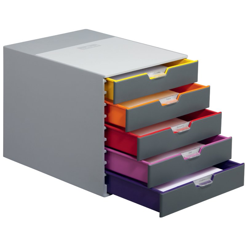 DURABLE boîte à tiroirs VARICOLOR 5, 5 tiroirs, gris/dégradé couleur, A4