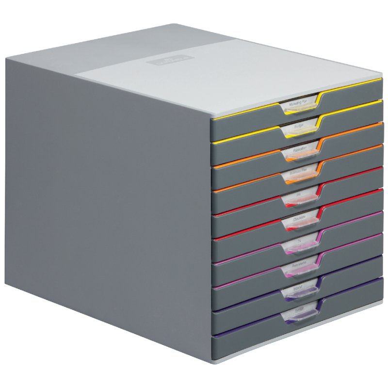 DURABLE ladekast VARICOLOR 10, 10 laden, grijs/gekleurd, A4