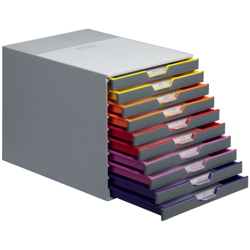 DURABLE boîte de rangement VARICOLOR MIX 10, fenêtres d'étiquettes transparentes, gris/dégradé de couleurs