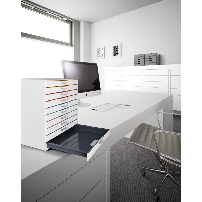 DURABLE boîte de rangement VARICOLOR MIX 10, fenêtres d'étiquettes transparentes, gris/dégradé de couleurs