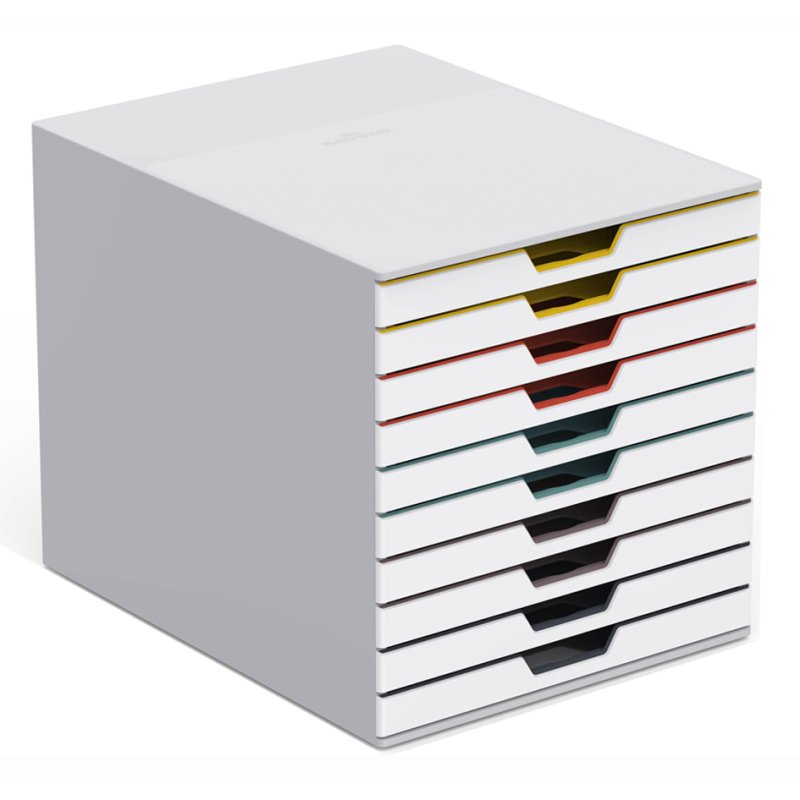DURABLE boîte de rangement VARICOLOR MIX 10, fenêtres d'étiquettes transparentes, gris/dégradé de couleurs