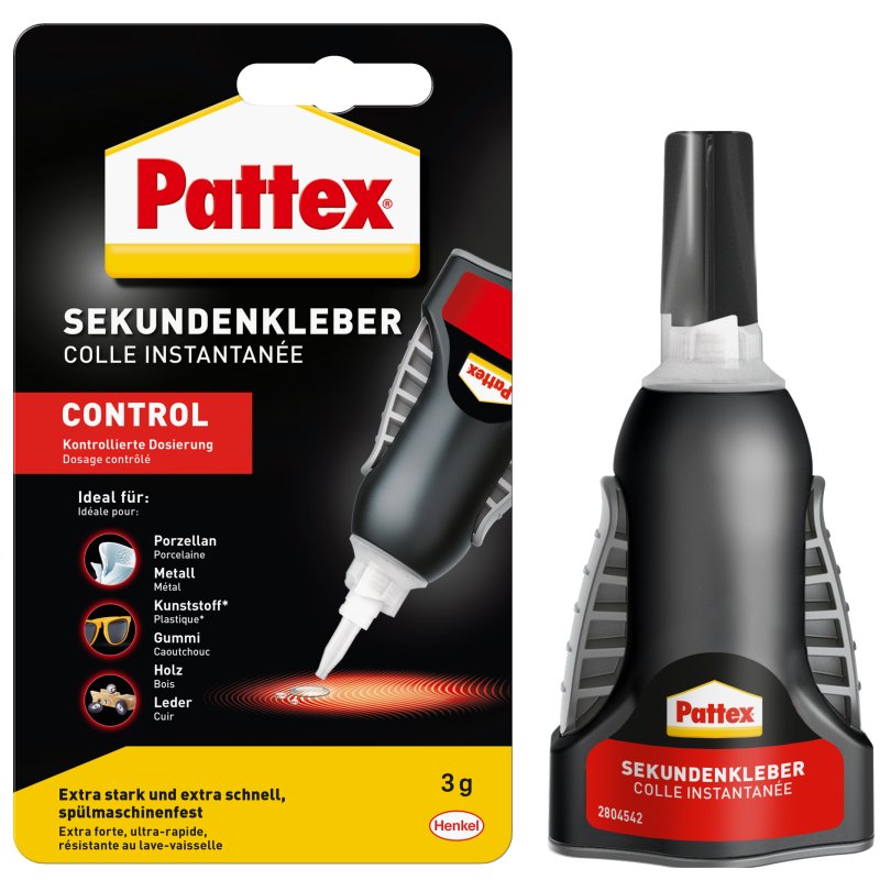 Pattex secondelijm Control, flacon 3 g, sans solvant