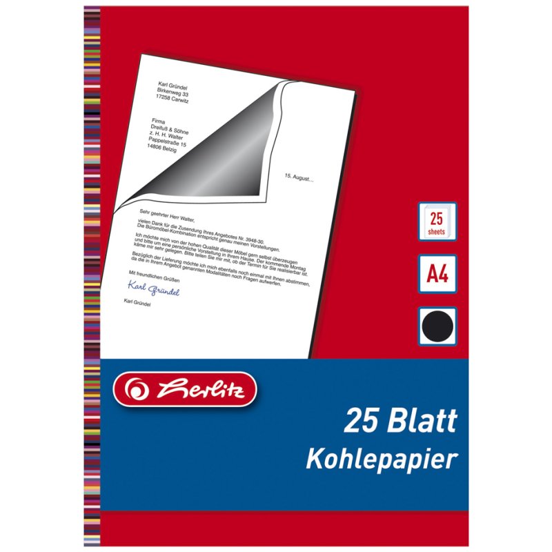 herlitz papier calque, A4, noir, 25 feuilles