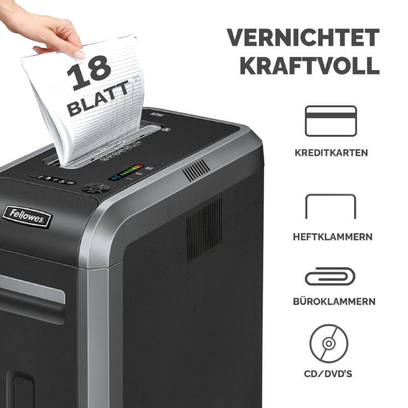Fellowes papiervernietiger Powershred 125i, stroken 5,8 mm, 18 vel, 53 liter