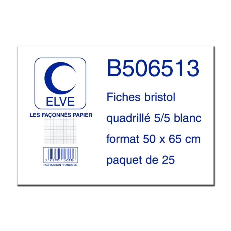 ELVE systeemkaarten, 500×650 mm, geruit, wit, 25 stuks