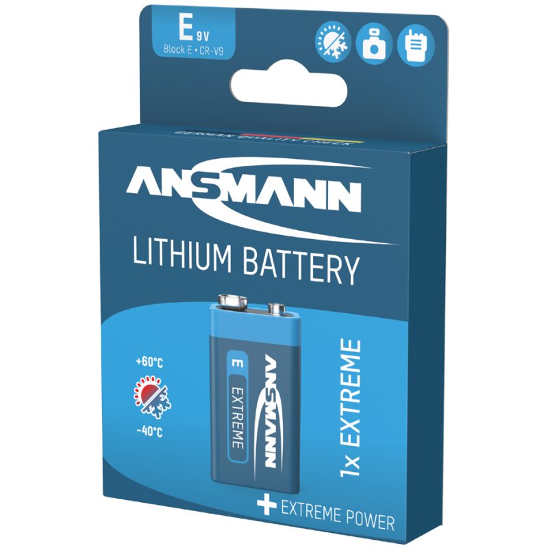 ANSMANN EXTREME LITHIUM pile 9V, E-Block, 10,8V, 600 mAh