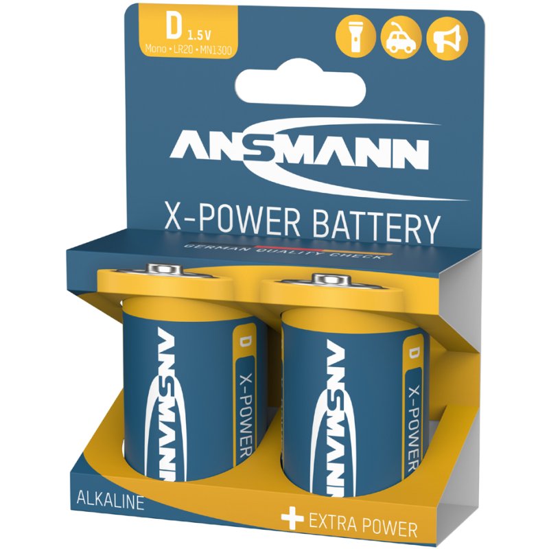 ANSMANN X-Power piles alcalines D mono, 1,5V, LR20, 2 pièces
