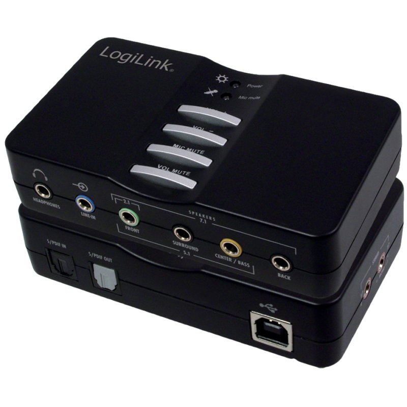 LogiLink 7.1 USB sound card, 8-channel, black