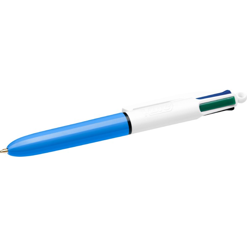 BIC stylo bille 4 couleurs mini, 0,32 mm, bleu/blanc, avec clip