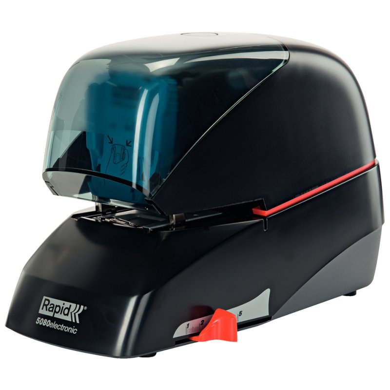 Rapid agrafeuse électrique Supreme 5080e, noire, 80 feuilles, profondeur d'insertion 50 mm