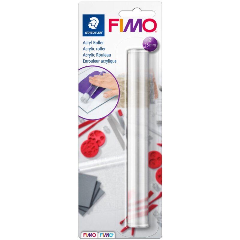 FIMO acryl roller voor boetseerklei, 25 mm diameter, 200 mm lengte