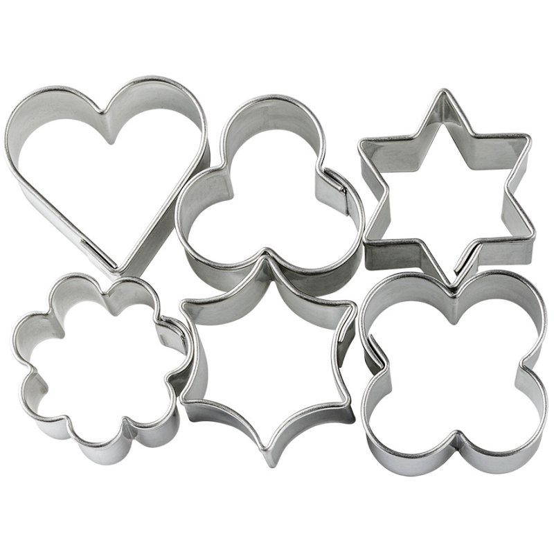 FIMO cookie cutters for modelling clay, silver, metal, 6 motifs, 20 mm