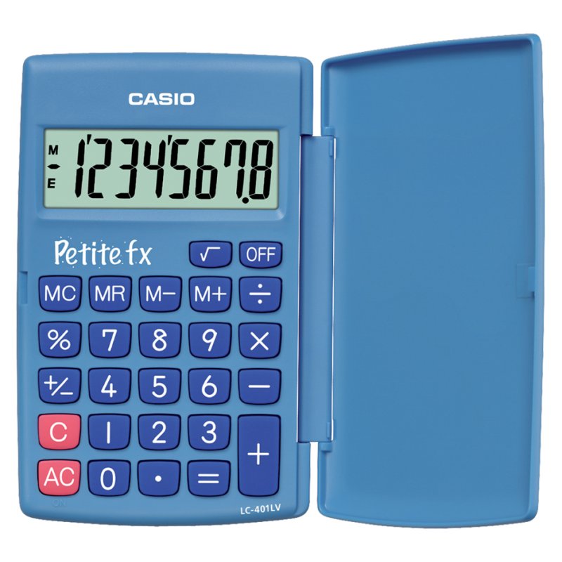 CASIO calculatrice LC-401 LV-BU Petite fx, écran 8 chiffres, bleu