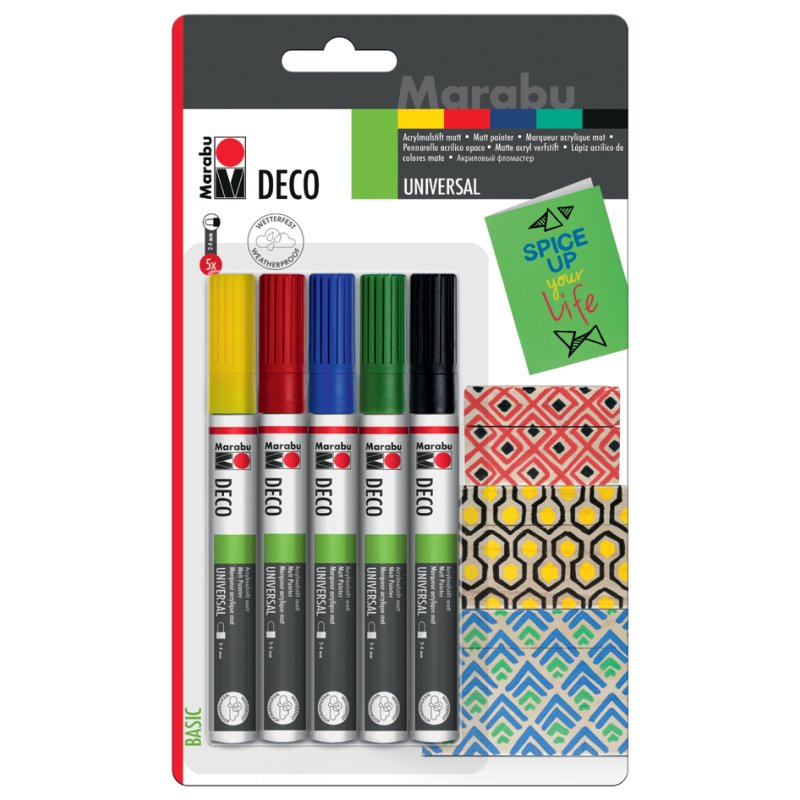 Marabu acrylmarkers Deco Painter mat, 3-4 mm, set van 5 stuks