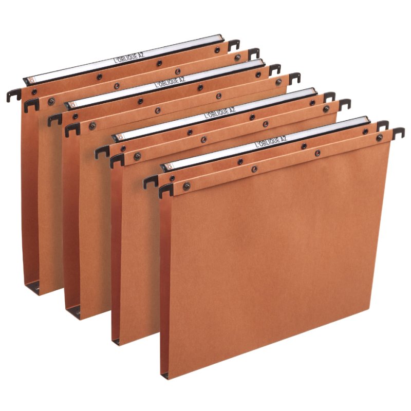 l'oblique angled hanging folders for drawer block, orange, 10 pieces